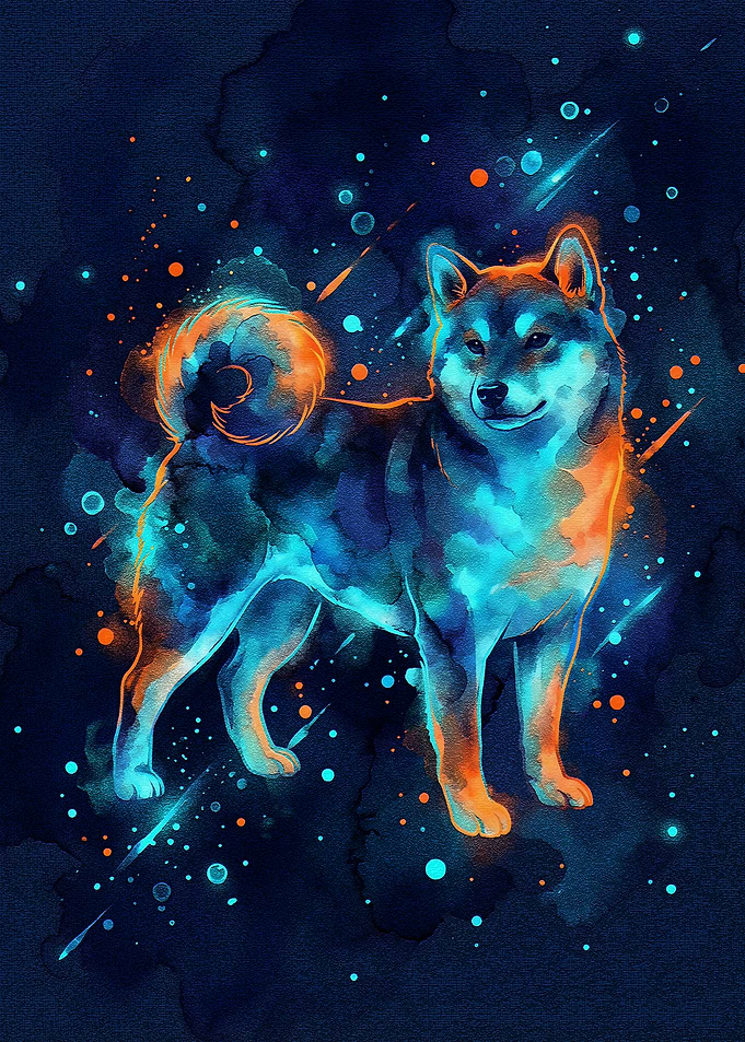 Watercolor Shiba Inu Dog Art