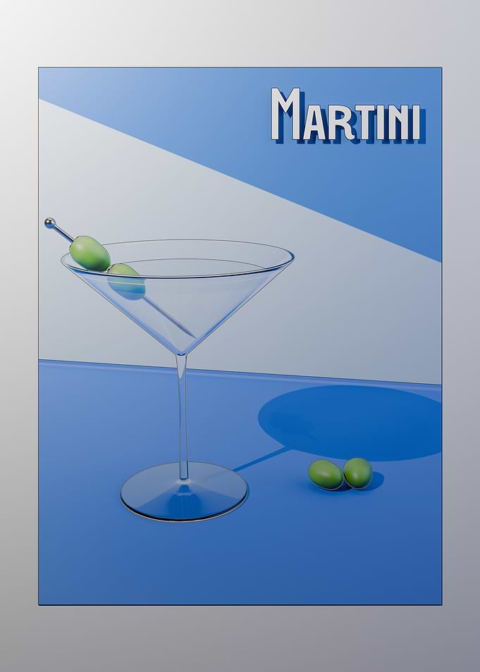 Stylized Prohibition Era Martini | Vintage Bar Art