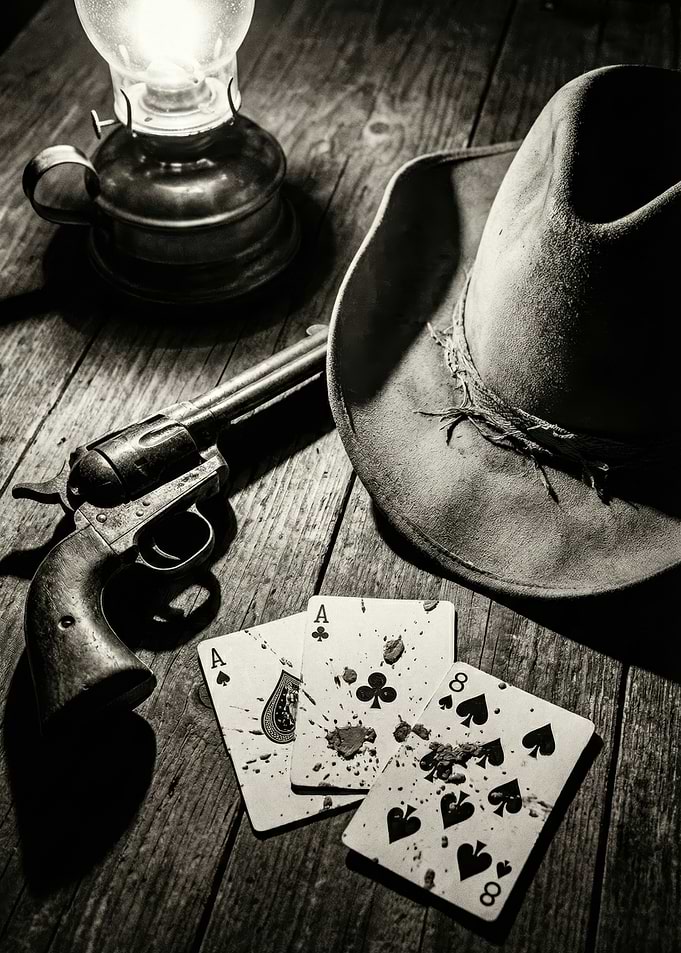 Western Still Life with Cards and Gun