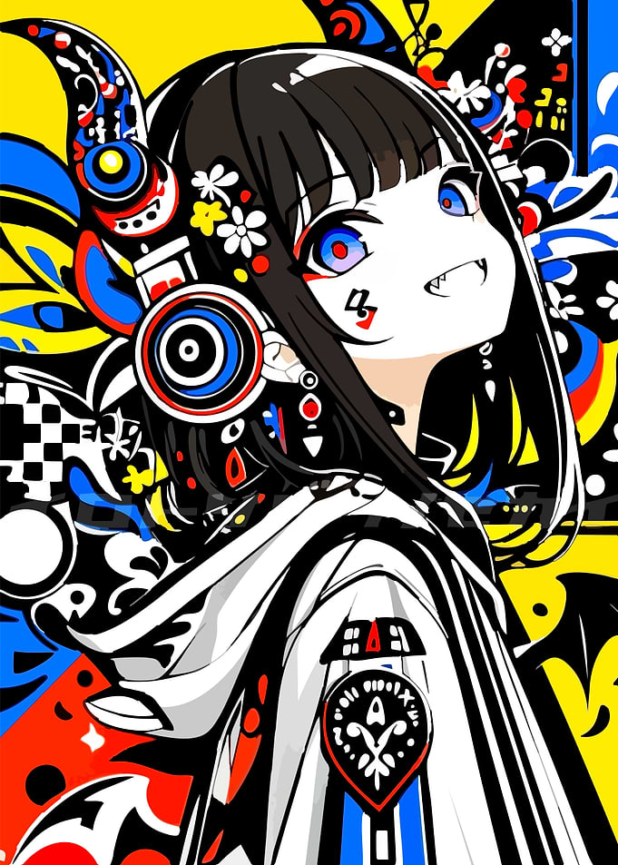 Anime Girl with Abstract Background