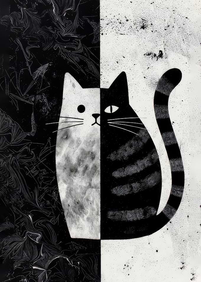 Yin Yang Cat Art