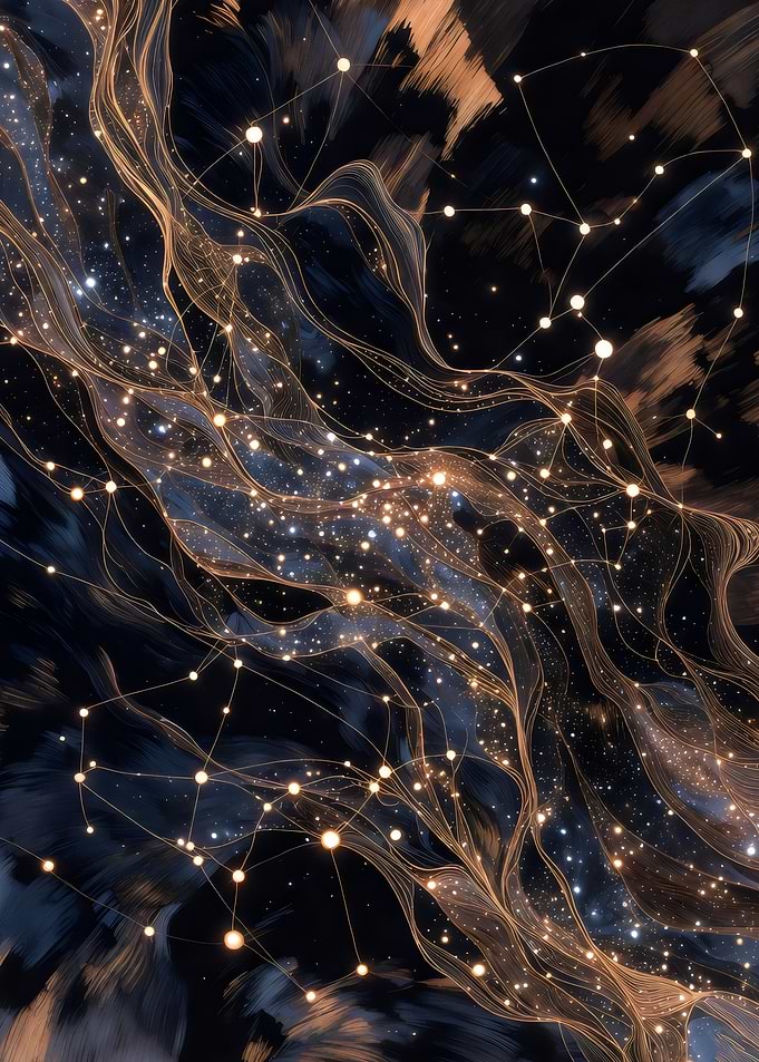 Constellation Network on Dark Background