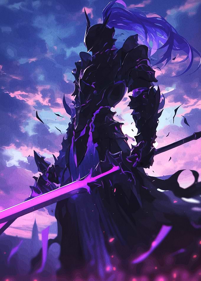 Dark Knight with Glowing Sword