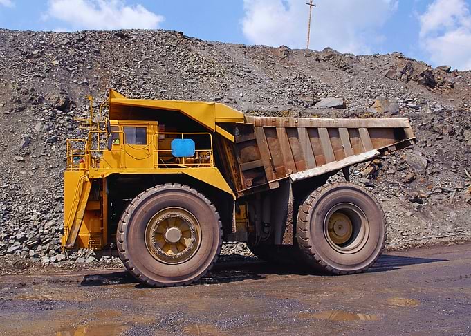 Yellow Mining Dump Truck at Quarry