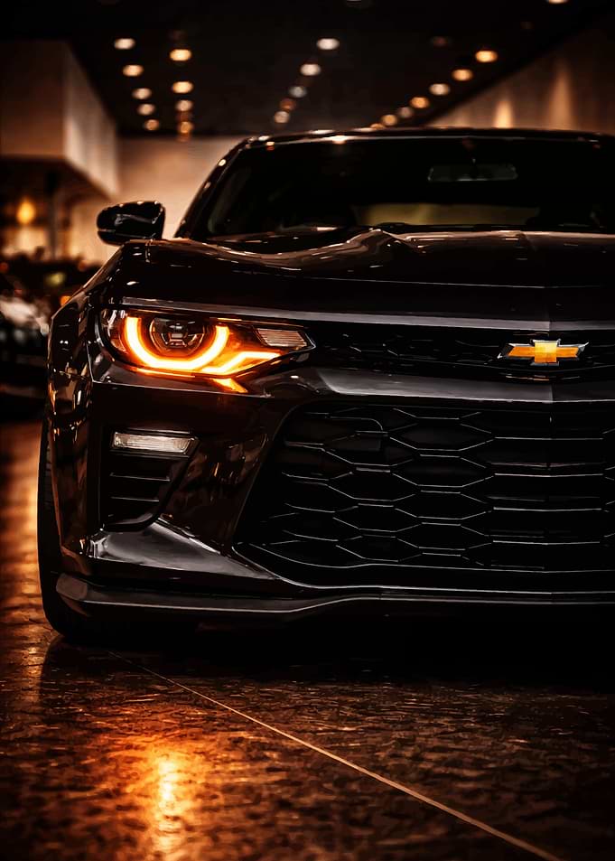 Black Chevrolet Camaro Front View