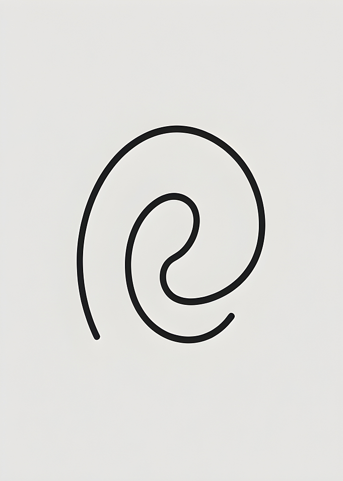 Minimalist Black Line Swirl on White
