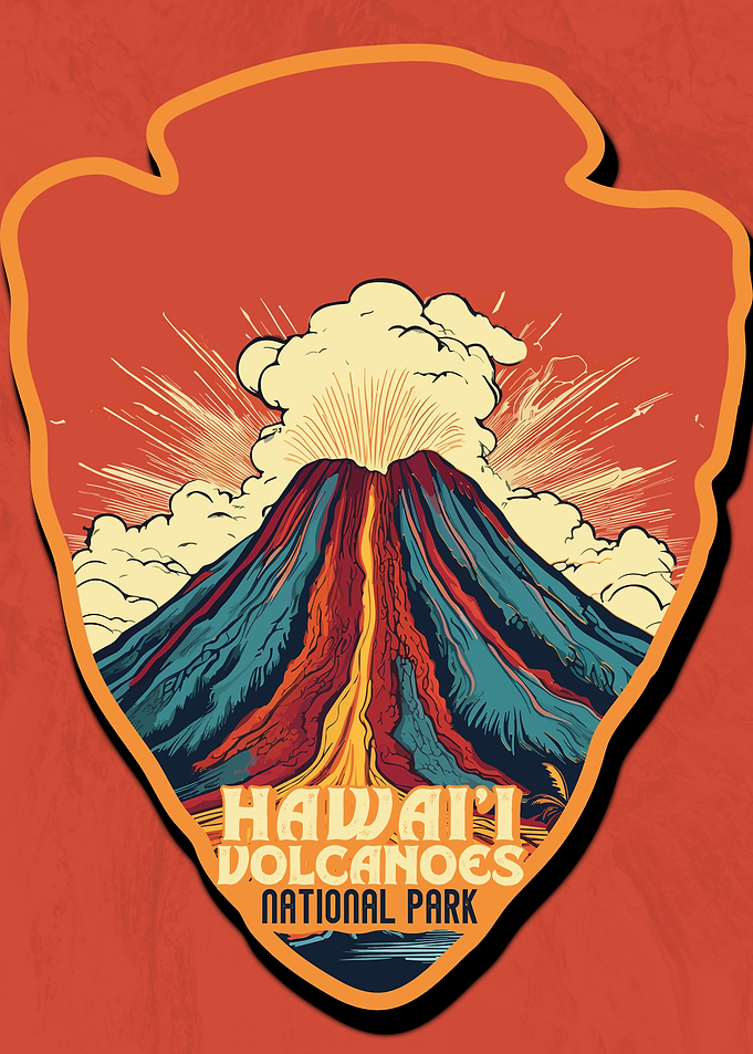 Vintage Hawaii Volcanoes National Park, retro us national park