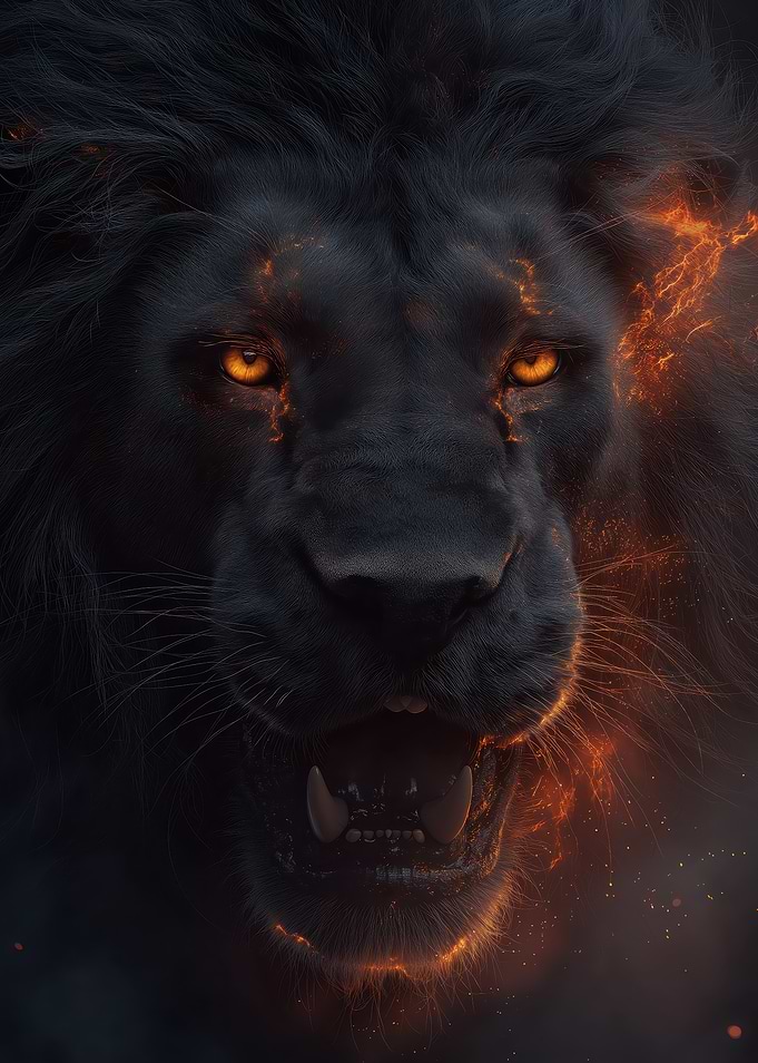 Fiery Black Lion