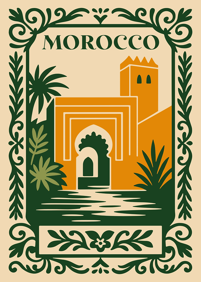 Morocco Travel Poster Illustration