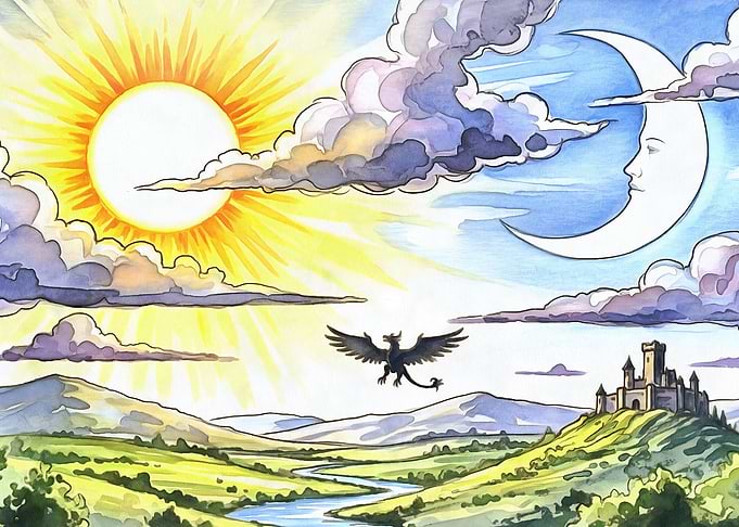 Day and Night Fantasy Landscape