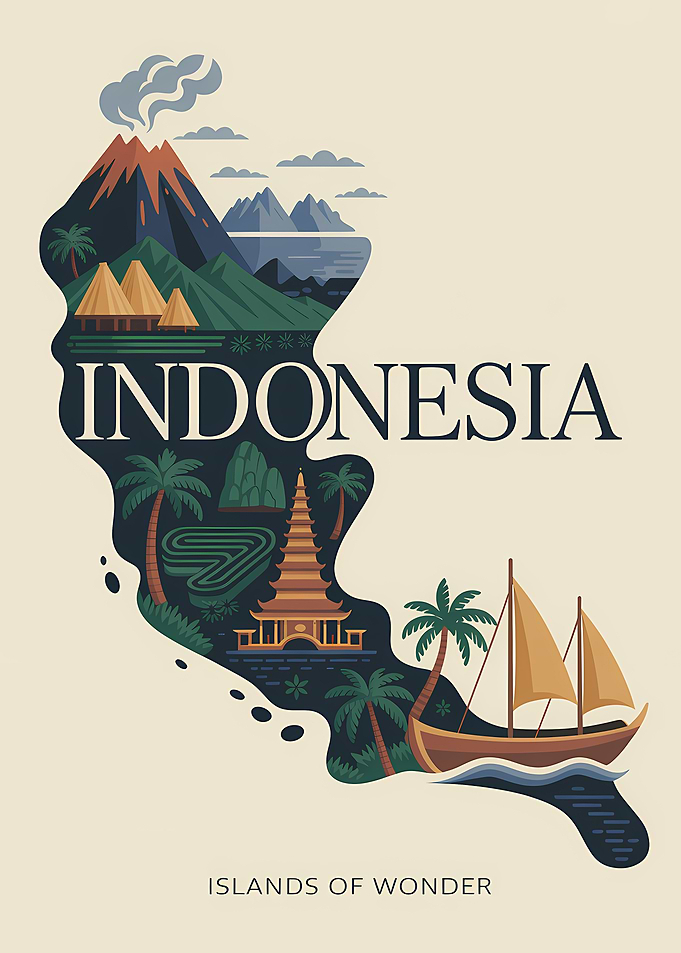 Indonesia: Islands of Wonder Travel Poster