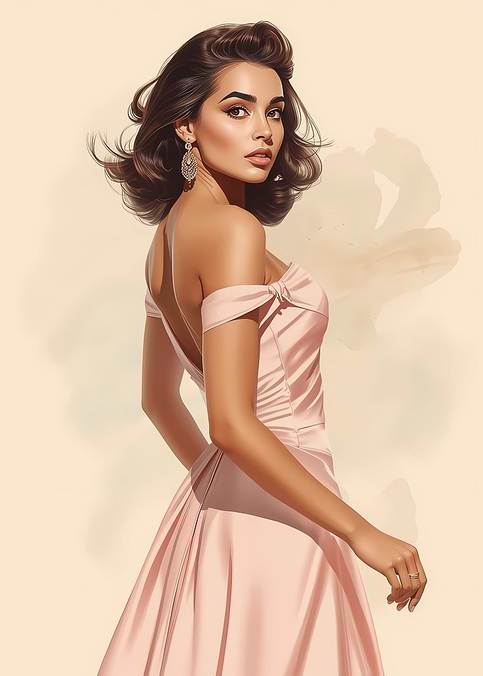 Elegant Woman in Pink Dress Portrait