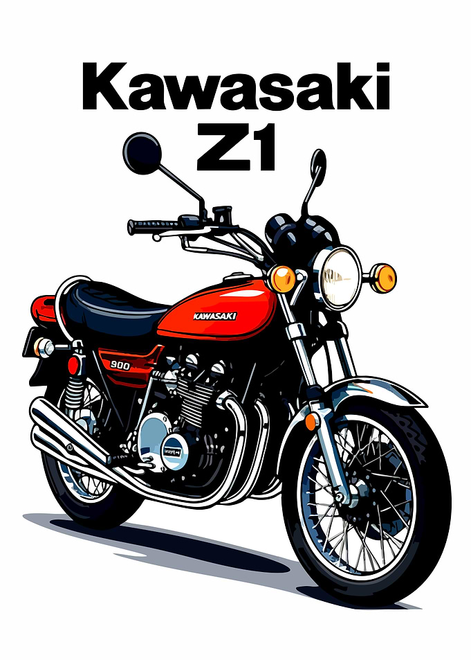 Kawasaki Z1 Motorcycle Illustration