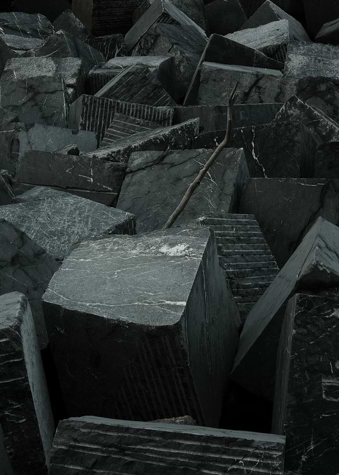 Abstract Stone Blocks with Branch