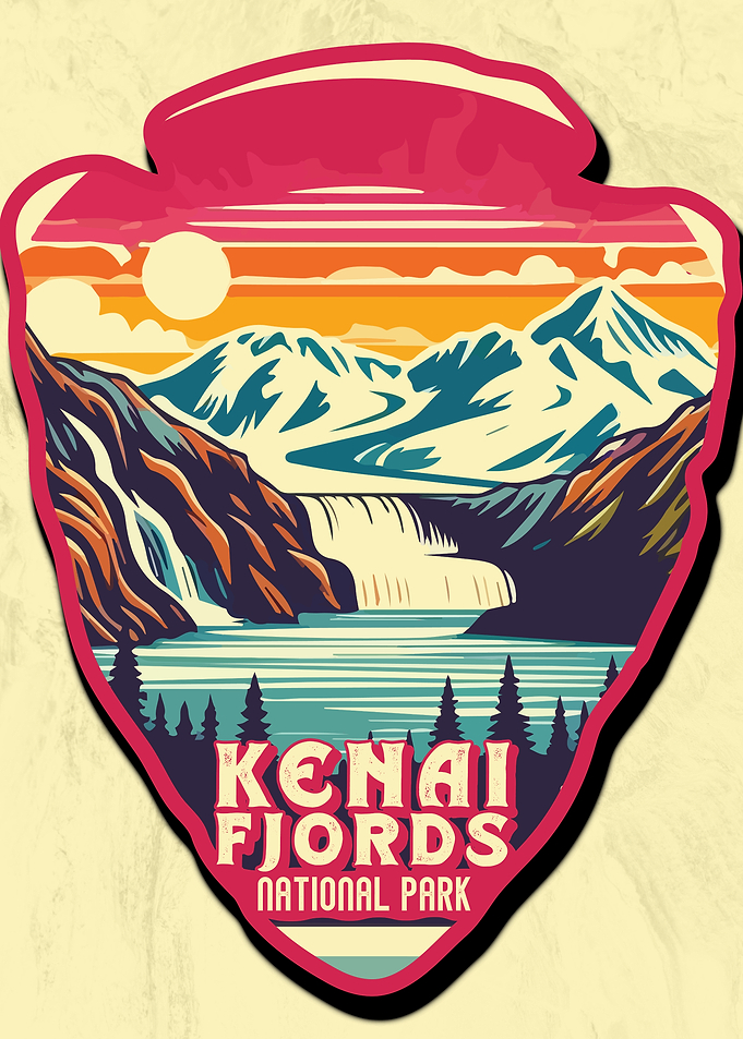 Vintage Kenai Fjords National Park, retro US national park
