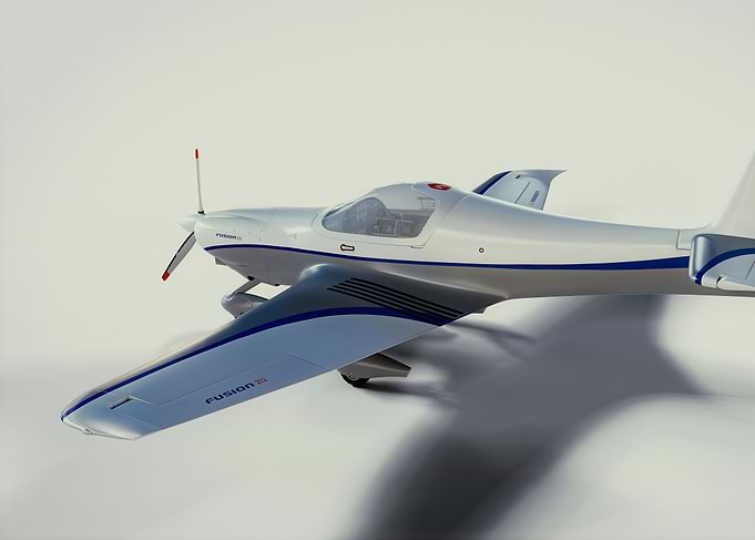 Silver and Blue Fusion Aircraft
