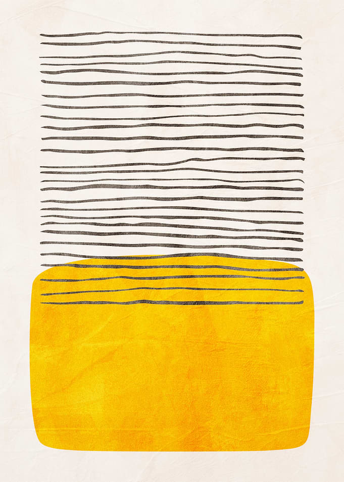 Abstract Geometric Art with Yellow and Lines