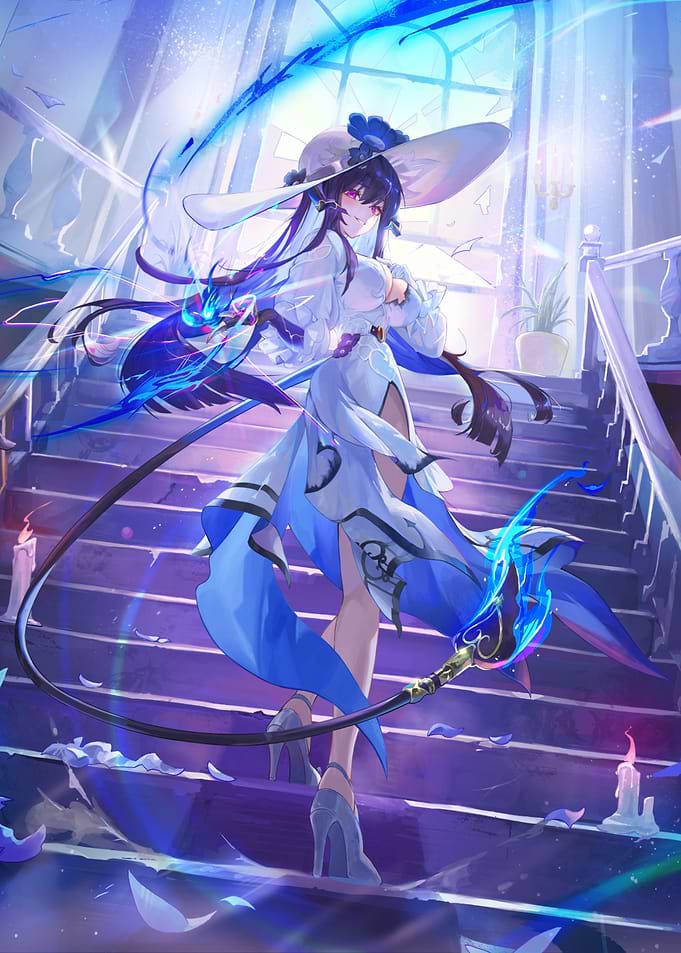 Elegant Witch with Magic Staff