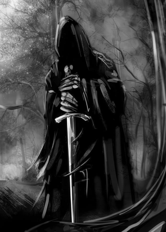 Grim Reaper with Sword in Forest