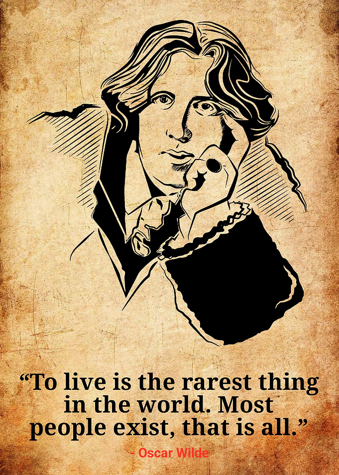 Oscar Wilde Portrait with Quote