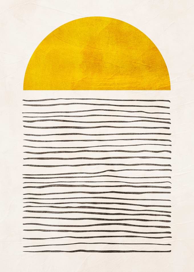 Abstract Geometric Art with Yellow and Lines