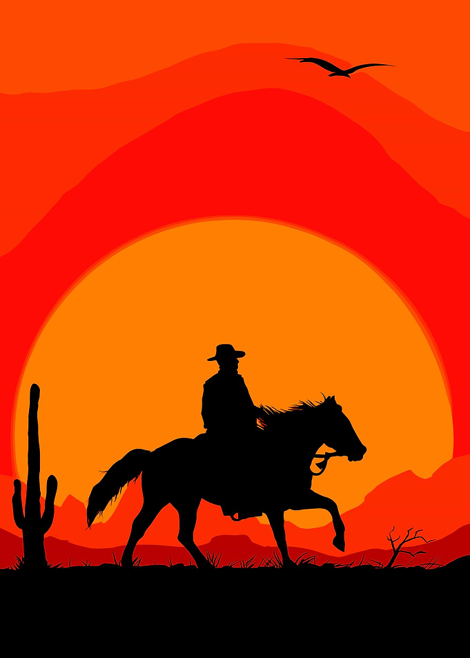 Cowboy Silhouette at Sunset