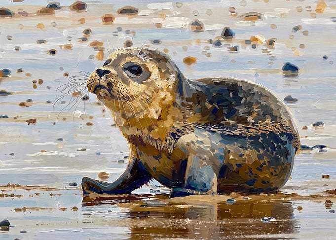 Seal Pup on the Beach Painting