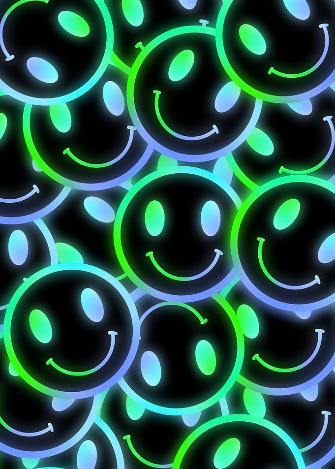 Neon Smiley Face Pattern