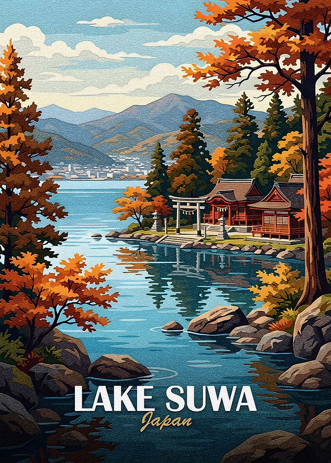 Lake Suwa Japan Autumn Landscape