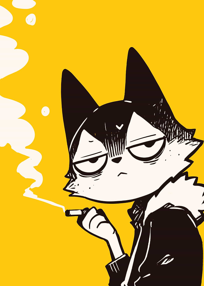 Cool Cat Smoking Cigarette Cartoon