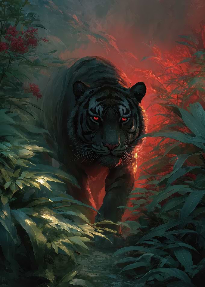 Black Tiger with Red Eyes