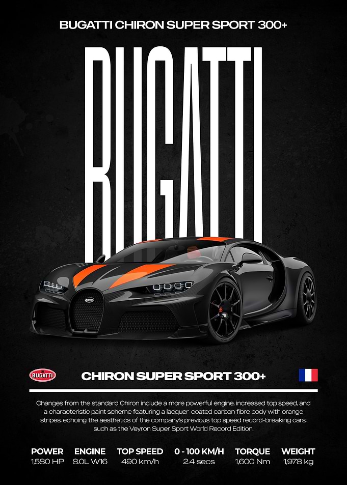 Bugatti Chiron Super Sport 300+ Poster