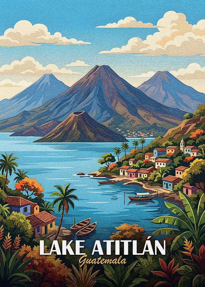 Lake Atitlán, Guatemala Travel Poster