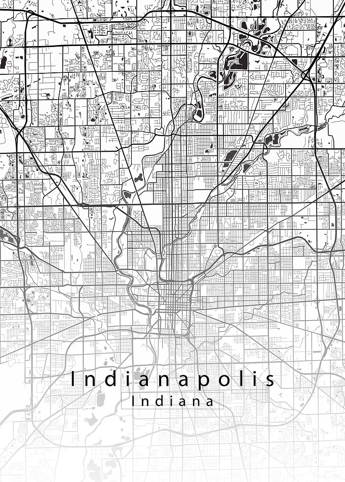 Indianapolis Indiana City Map white