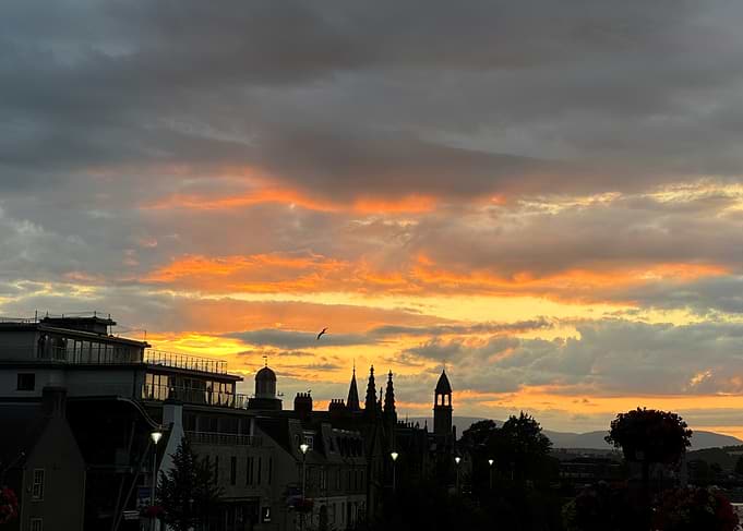 Sunset over a European Cityscape