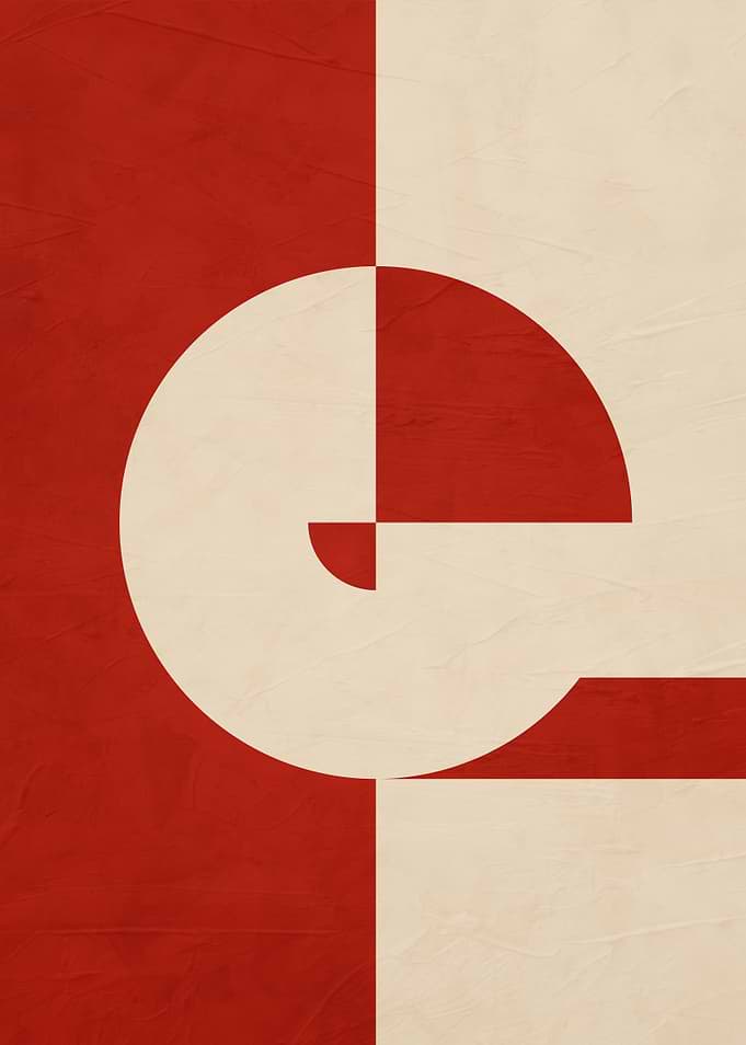 Abstract Red and Beige Geometric Art