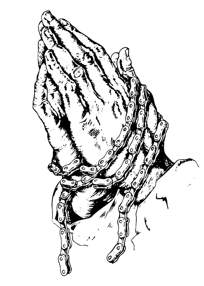 Praying Hands with Bike Chain
