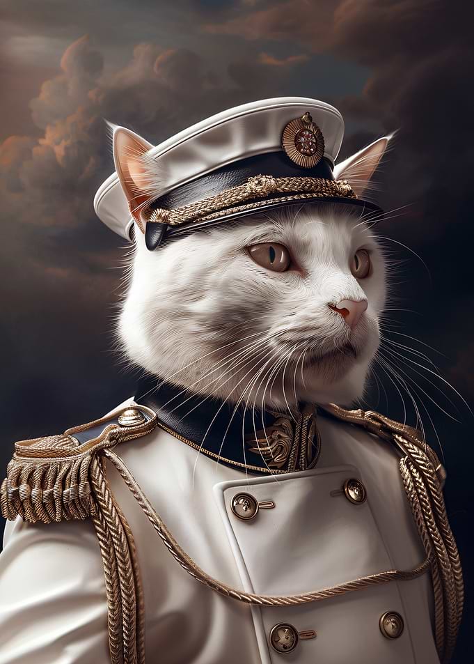Cat in Naval Officer Uniform