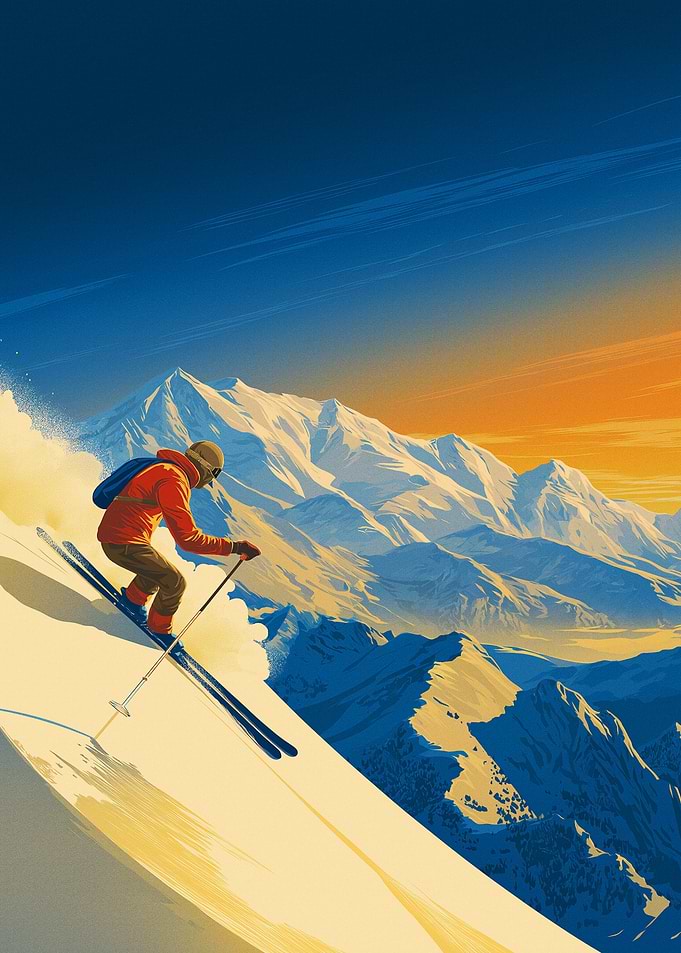 Skier on Mountain Slope