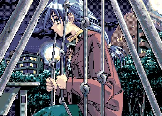 Anime Girl on Swing at Night