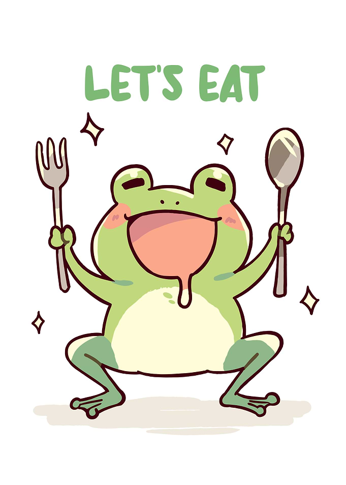 Hungry Frog with Cutlery