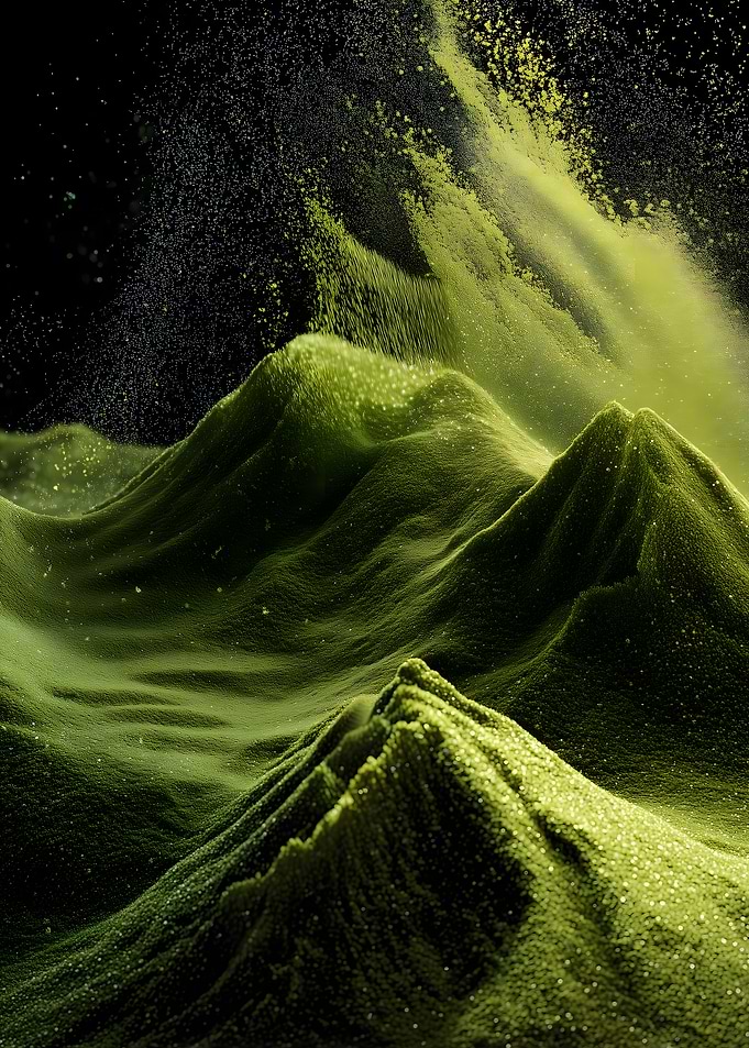 Green Sand Dunes with Dust Cloud