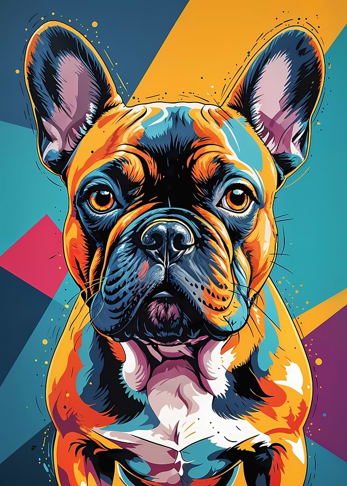 Colorful French Bulldog Pop Art Portrait