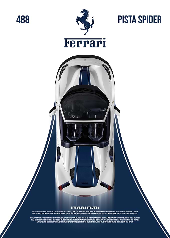 Ferrari 488 Pista Spider Top View