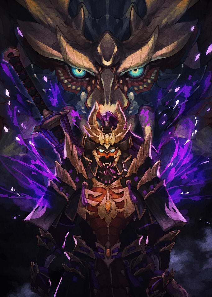 Samurai and Dragon Digital Art