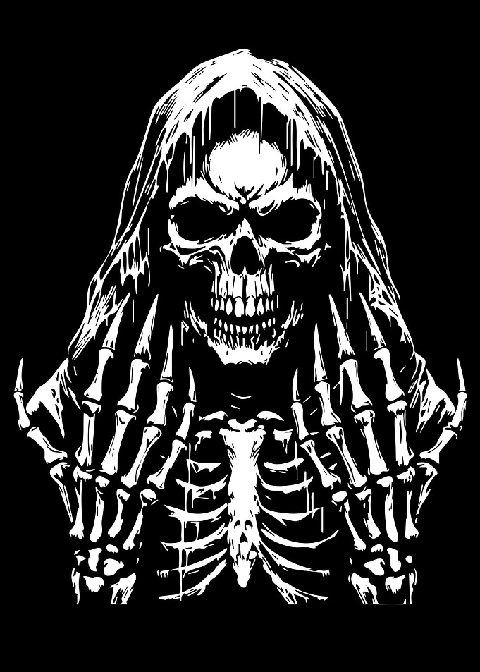 Grim Reaper Skull Illustration