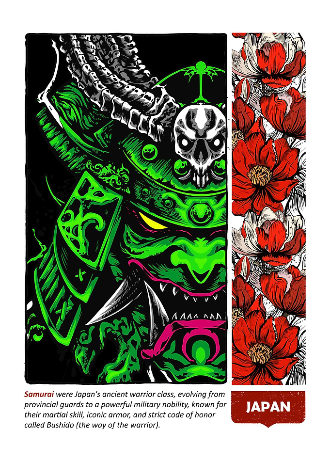 Samurai Warrior with Floral Accent