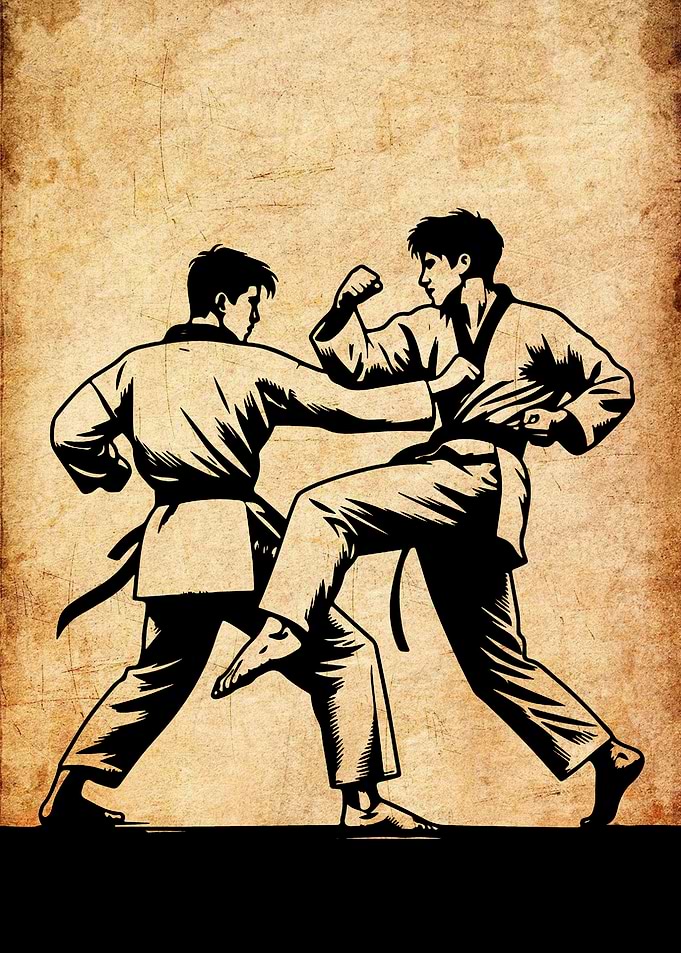 Martial Arts Sparring Illustration