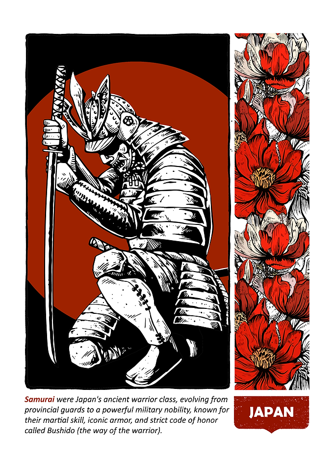 Samurai Warrior with Floral Accent