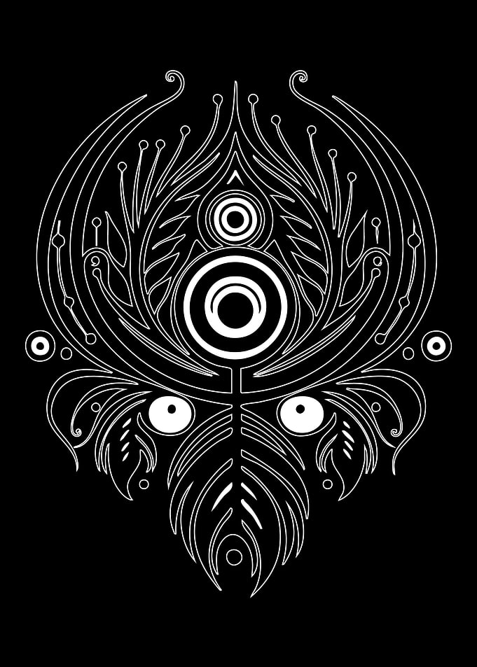 Abstract White Pattern on Black Background